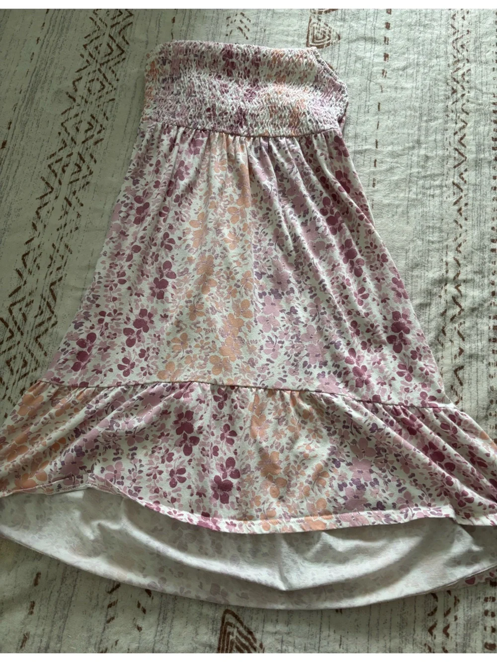 Girls’ OshKosh Pink Floral Smocked Sundress, Spagetti Straps with Twisted Back